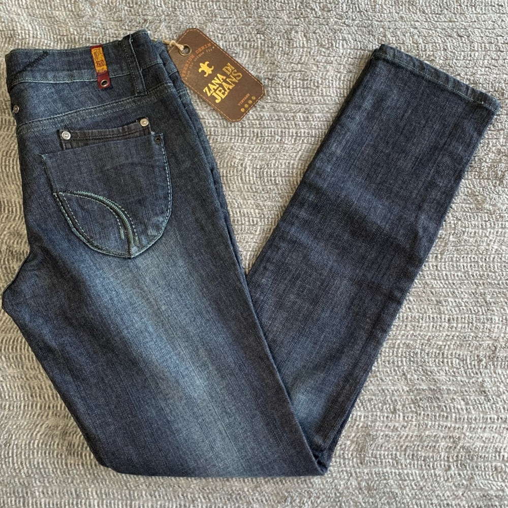 NWT Women's Zana Di Jeans Dark Blue Premium Denim Vintage Jeans Size 9